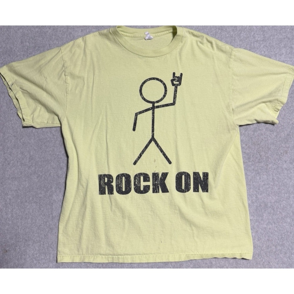 Stick Man Rock On Green Delta Pro Weight Large T Shirt